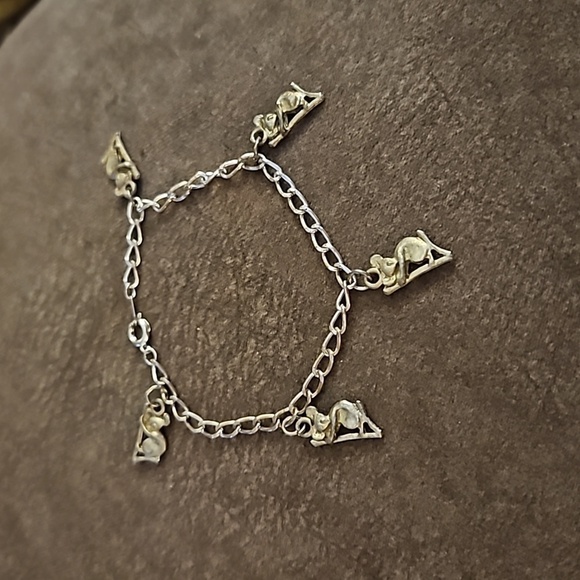 VTG Unique Dainty Pewter Koala Bear Charm Chain Tennis Bracelet - Picture 2 of 5